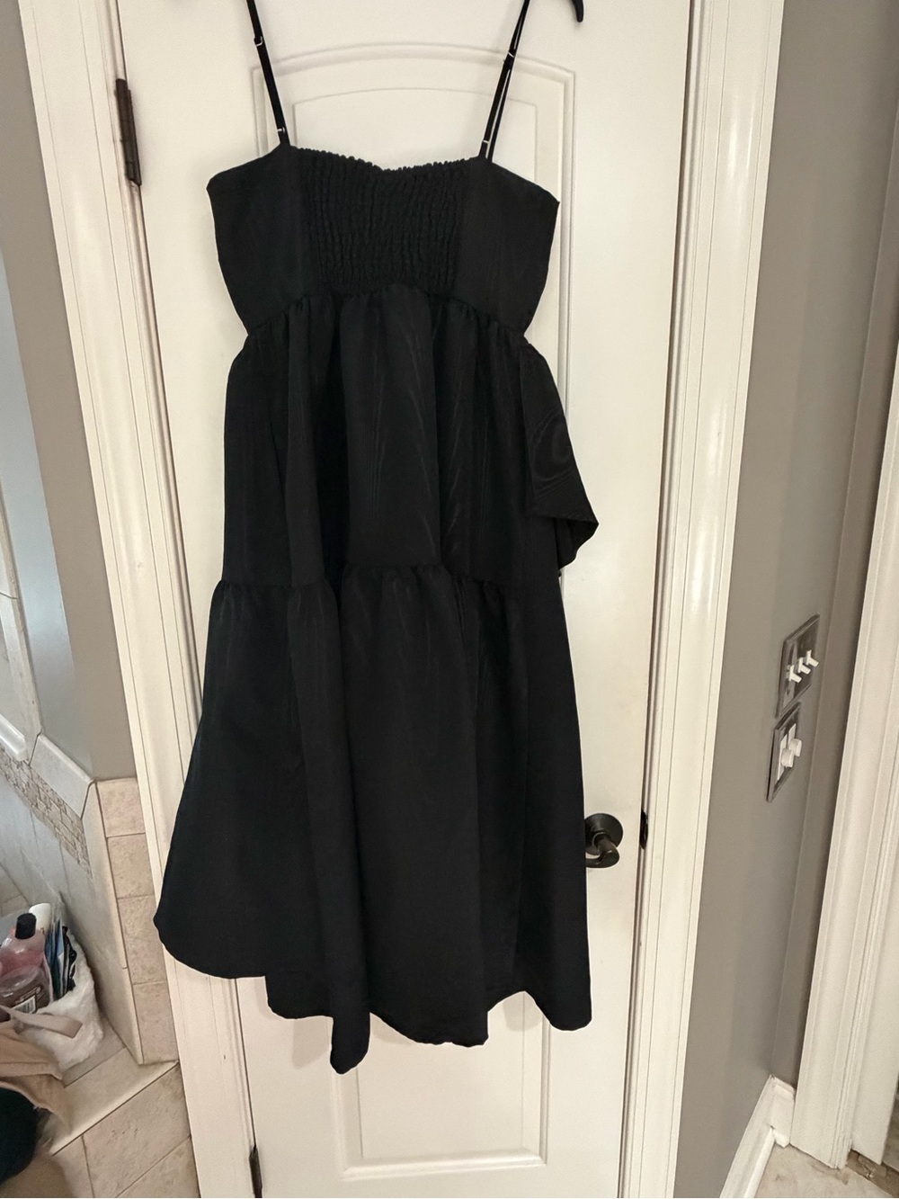 Classic Black Tiered Spaghetti-Strap Dress for Women